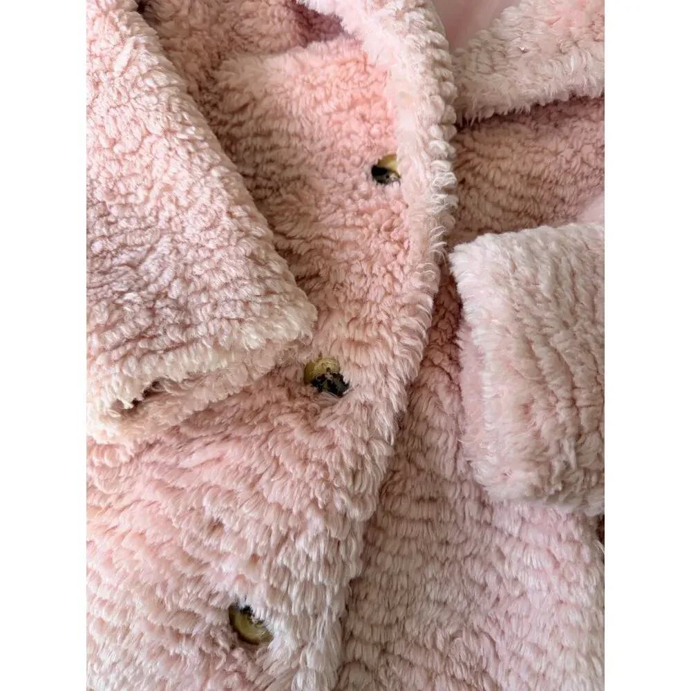 Wonder Nation Girls Pink Faux Shearling Jacket - Medium